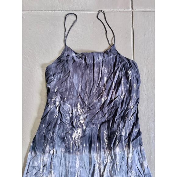 Storia Blue Ombré Crinkle Maxi Dress Medium Festival Beach Mermaid Vibes - Picture 2 of 7